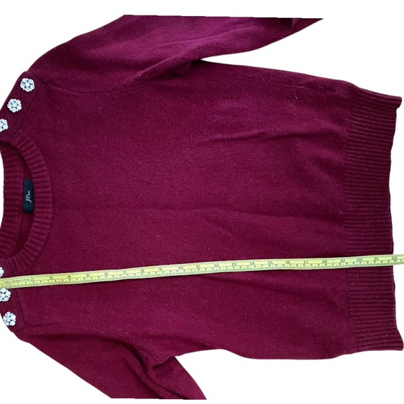 J.Crew Burgundy Wool Blend Pull Over Jewel Buttons Crew Neckline Sweater - Picture 7 of 8